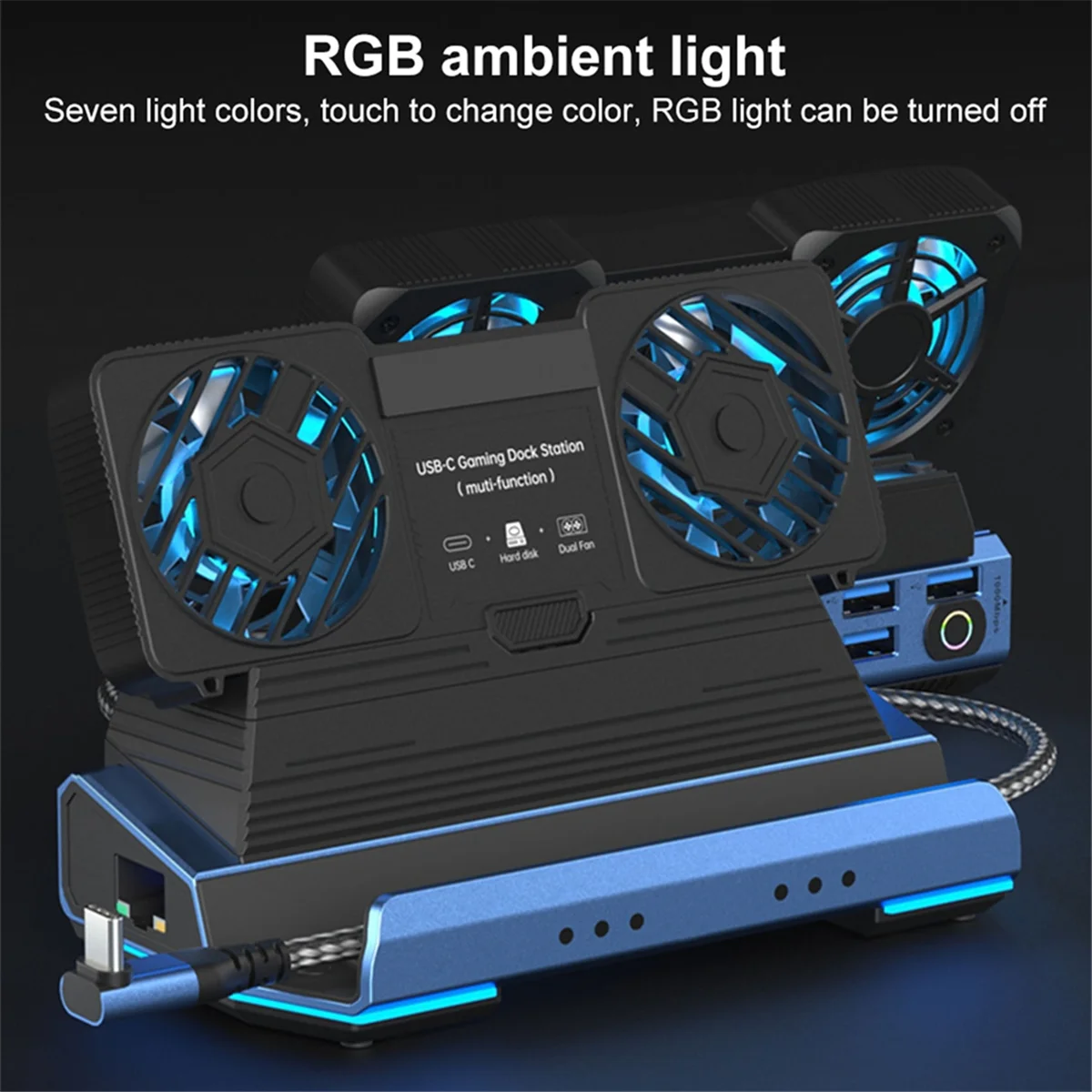 محطة إرساء ABXHA مروحة تبريد مزدوجة 4K @ 60 هرتز PD100W جيجابت إيثرنت لسطح البخار OLED & ROG X وLegion Go Style:9 في 1