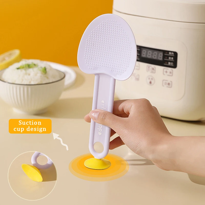 SUSU 2PCS Suction Cup Rice Spoon Non-stick Standing Spoon High Temperature Resistance Protable Rice Cooker Scoop Kitchen Tools
