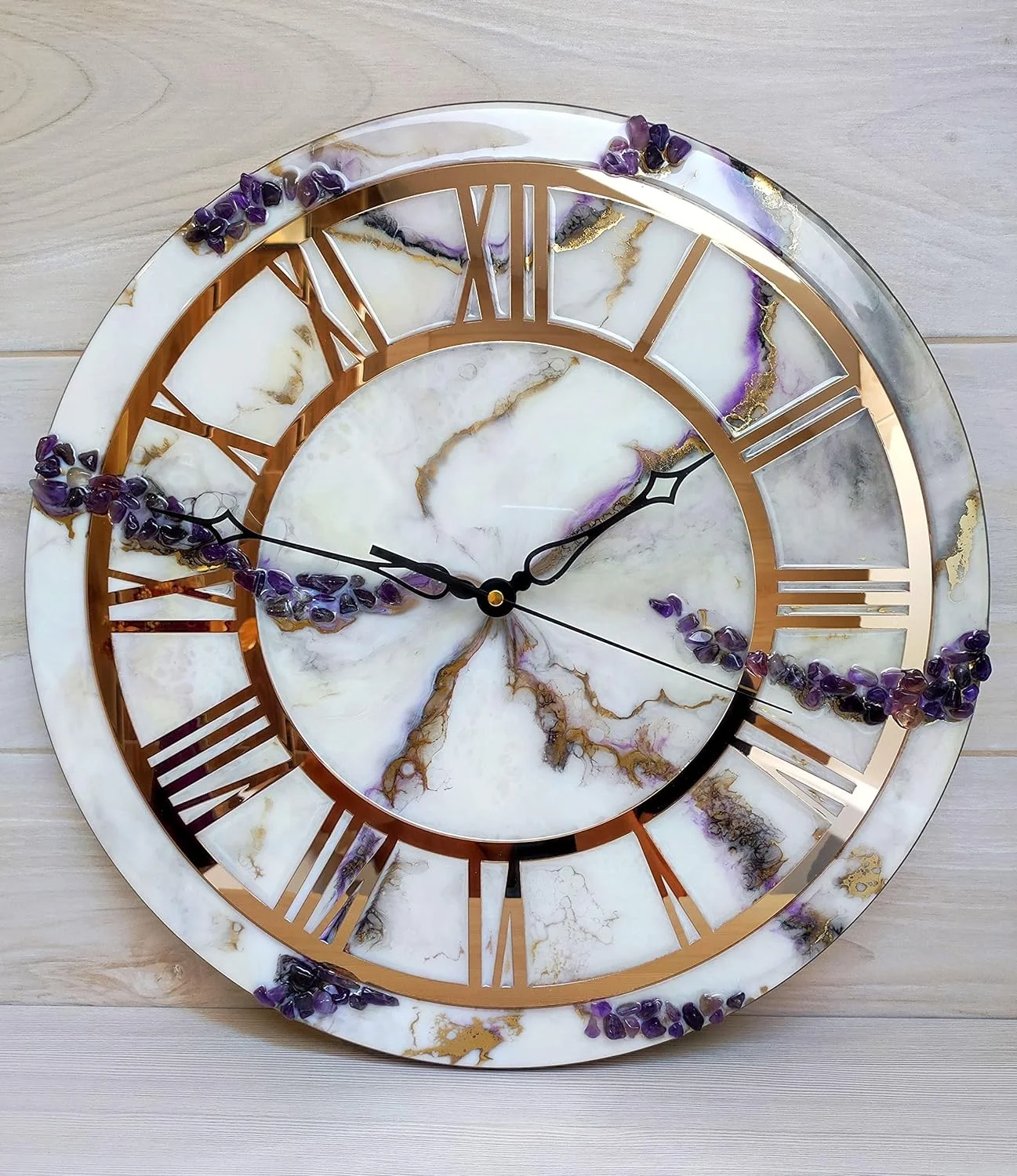 Set of 2 Elegant Clock Face for Resin,Crafts,DIY, Round Mirror Clock Dial Plate with Roman Numerals, Resin Accessories