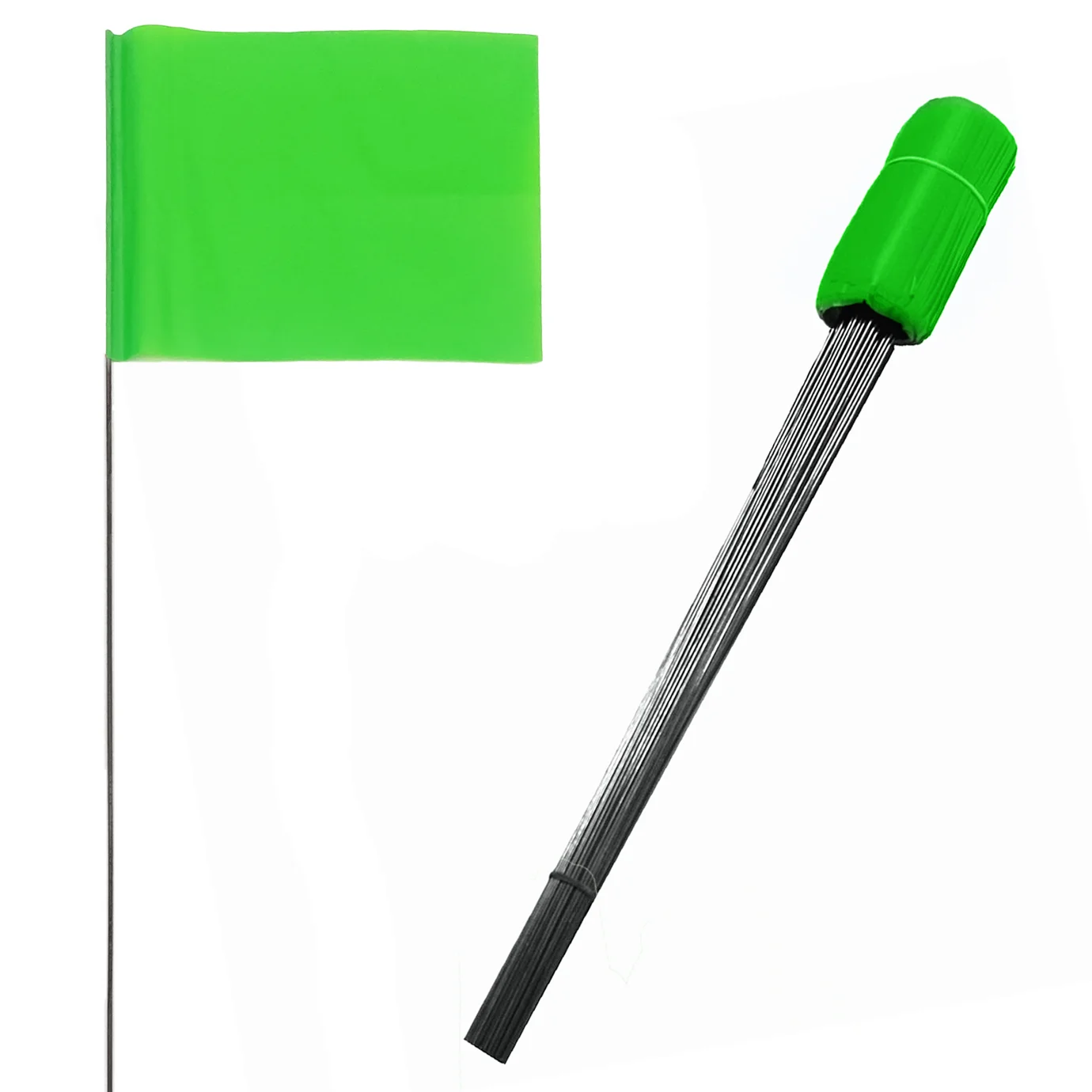 100 Pack green Marking Flags - 4 x 5-Inch Flag Steel Wire marker flags