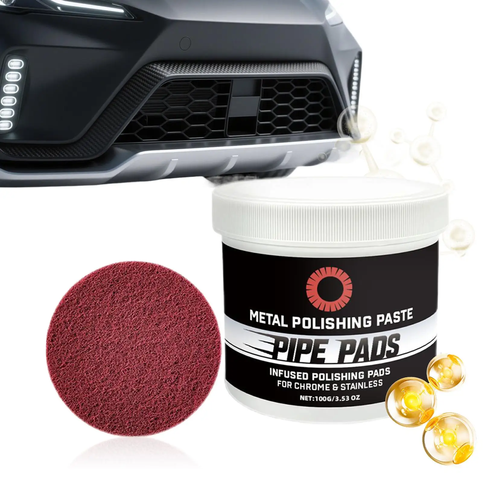 Metal Polish Cream Scratch Cleaner Remover Refurbishing Paste for Removes Oxidation Discoloration Brass Aluminum Pipes Exhausts