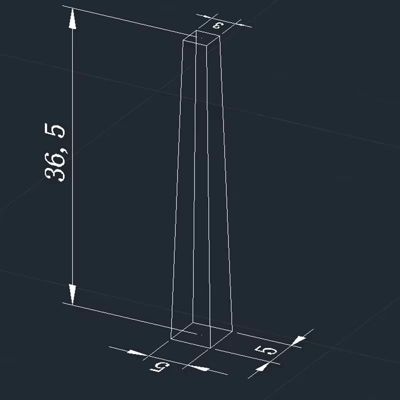 36.5 x 3 x 5 mm Isosceles Optical Prism Glass Beam Splitter Light Guide Rod