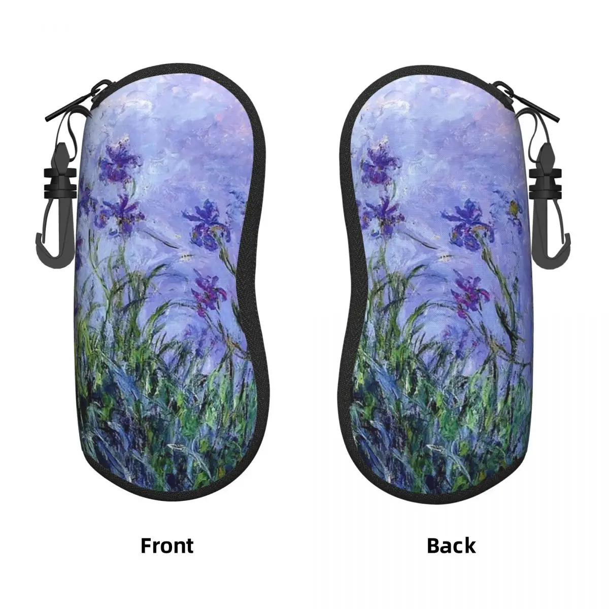 Custom Claude Monet Lilac Irises 191 Eyeglass Glasses Case Soft Protector Portable Sunglasses Box Pouch Women Men