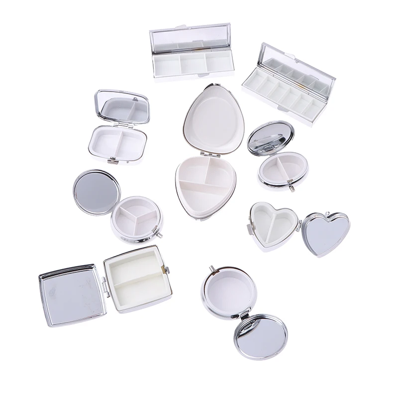 1pc Metal Pill Boxes Medicine Organizer Container Medicine Case Pill Candy Box Round Rectangular Tablet Pill Box Container