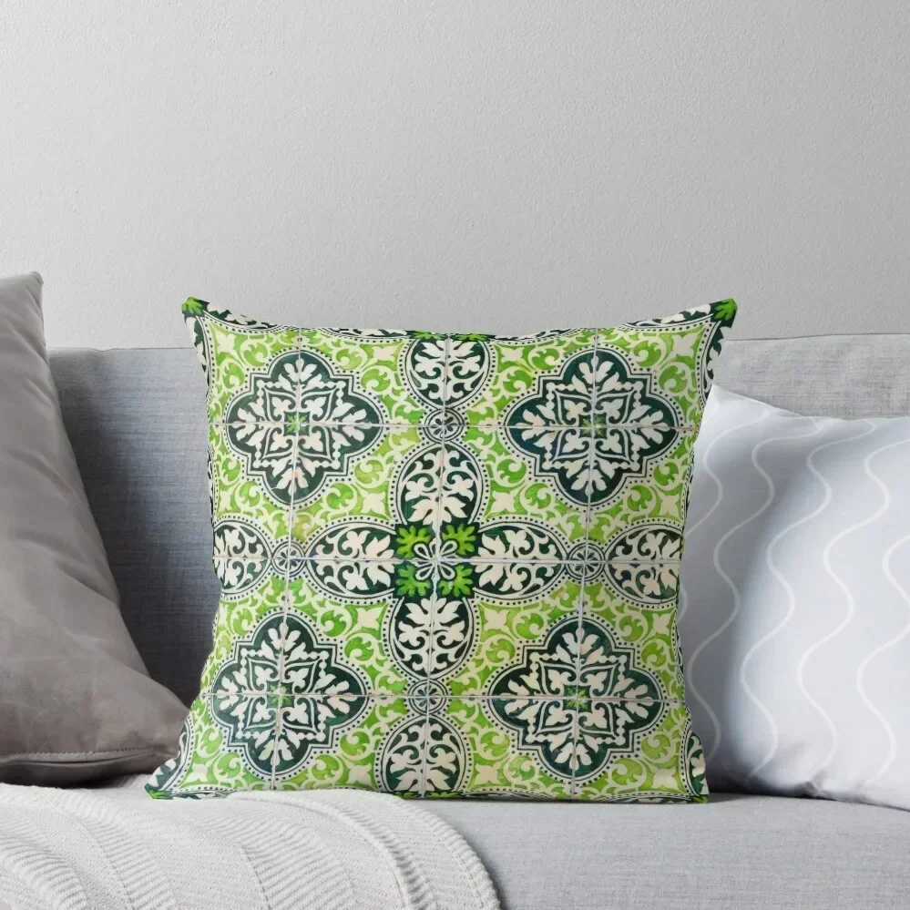 Gorgeous Greens Portuguese Azulejos Throw Pillow Embroidered Cushion Cover Sofa Cushions Cover Cushions pillow