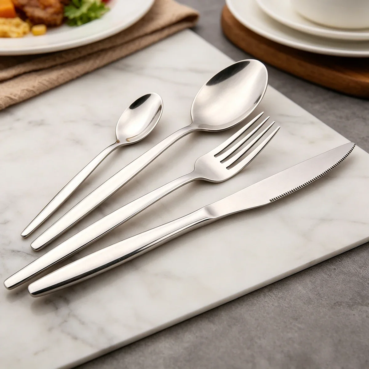 4pcs Western Mirror Cutlery Set Knife Fork Coffee Spoon Dinnerware Stainless Steel Tableware Home Kitchen Party Flatware