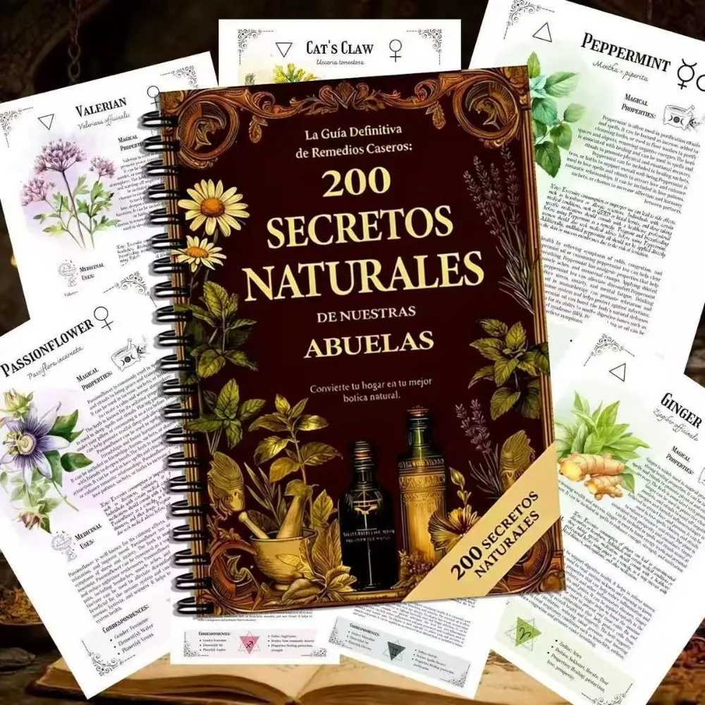 200 Natural Secrets A5 Spanish Herbal Remedies Guide, Grandma’s Home Remedies & Natural Wellness Book