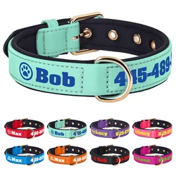 Customized Dog Collar Soft Padded Leather Dog Collar Free Print Name Bone Pet Dog Collars Perro For Medium Large Dogs