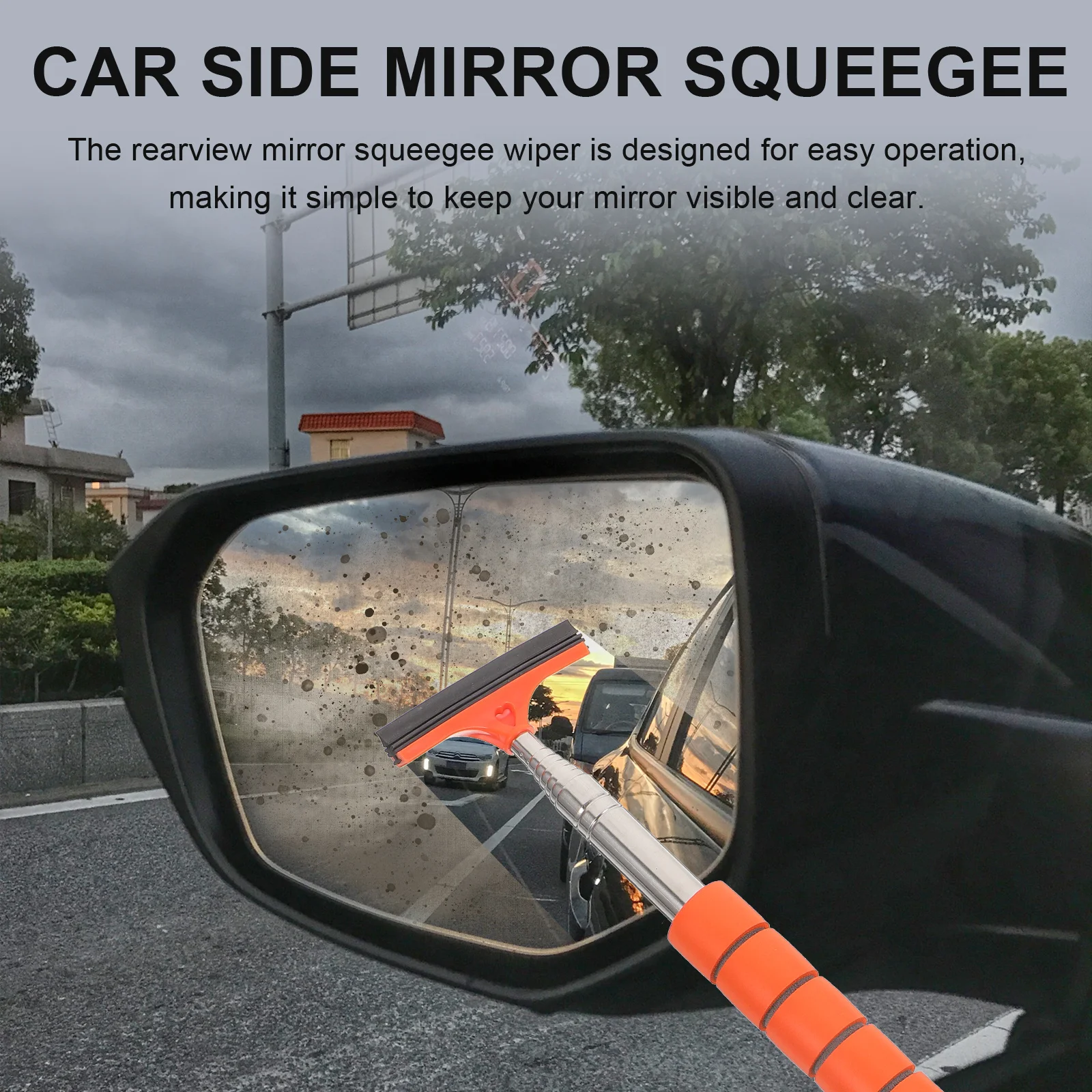 

Retractable Car Mirror Squeegee Wiper Easy Operation Stain Removal Cleaning Tool for Side Rear View Windows Water Repellent