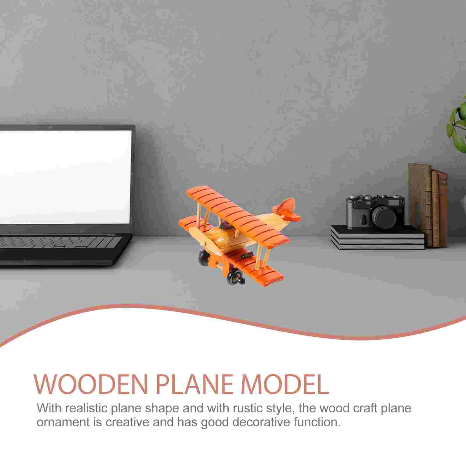 Wooden Airplane Model Vintage Plane Wooden Crafts Retro Airplane Figurines Propeller Airplane Decoration Wood Aircraft