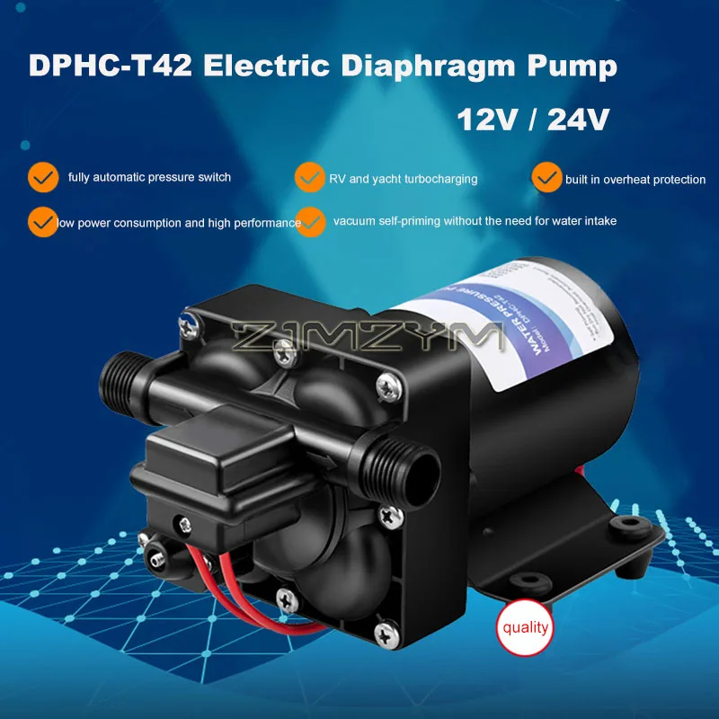 12V 24V DC Diaphragm Pump RV Water Pump High Pressure Self-Priming Yacht Quiet Operation Electric Booster Pump