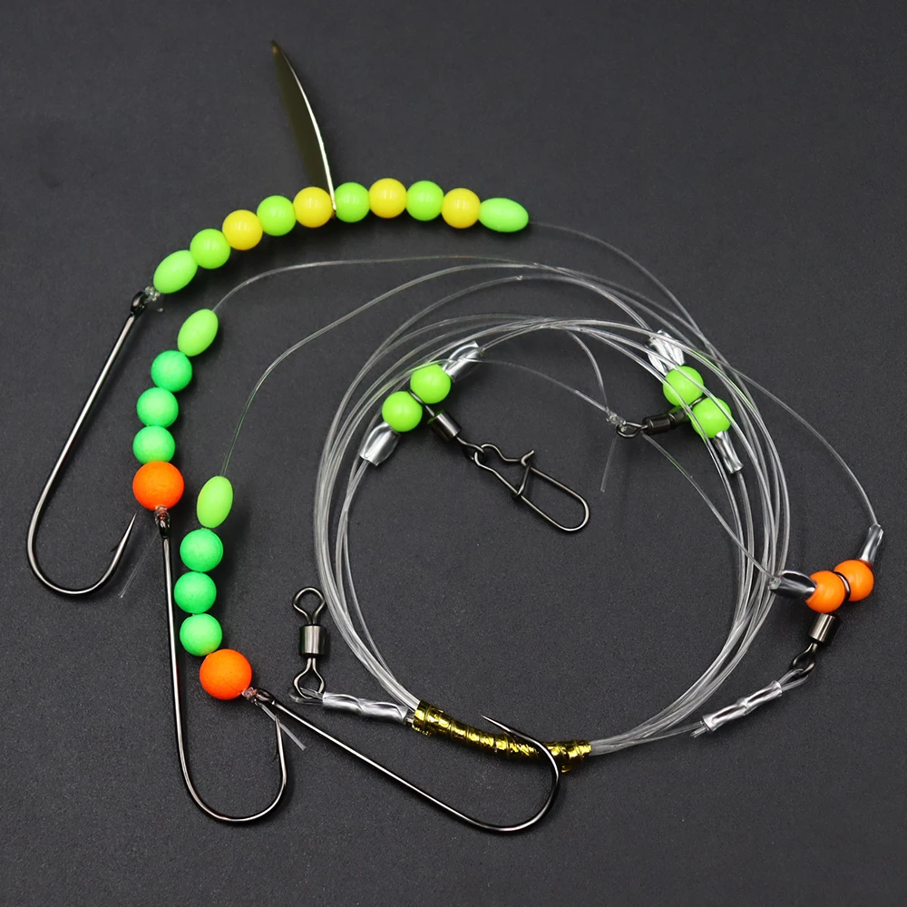 ZYZHE 1/3/5 Stück Surf-Angelrigs, Flachfisch-Rigs, vorgebundene handgefertigte High&Low-Rigs, ideal für Flachfisch, Barsch, Schnapper – Detail 9