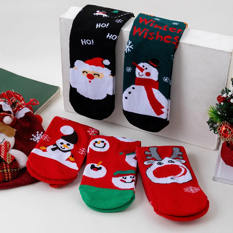 

Рождественские носки одного размера подходят для всех носков, осенние и зимние хлопковые теплые носки средней длины, носки со снеговиком и оленями, рождественские подарки