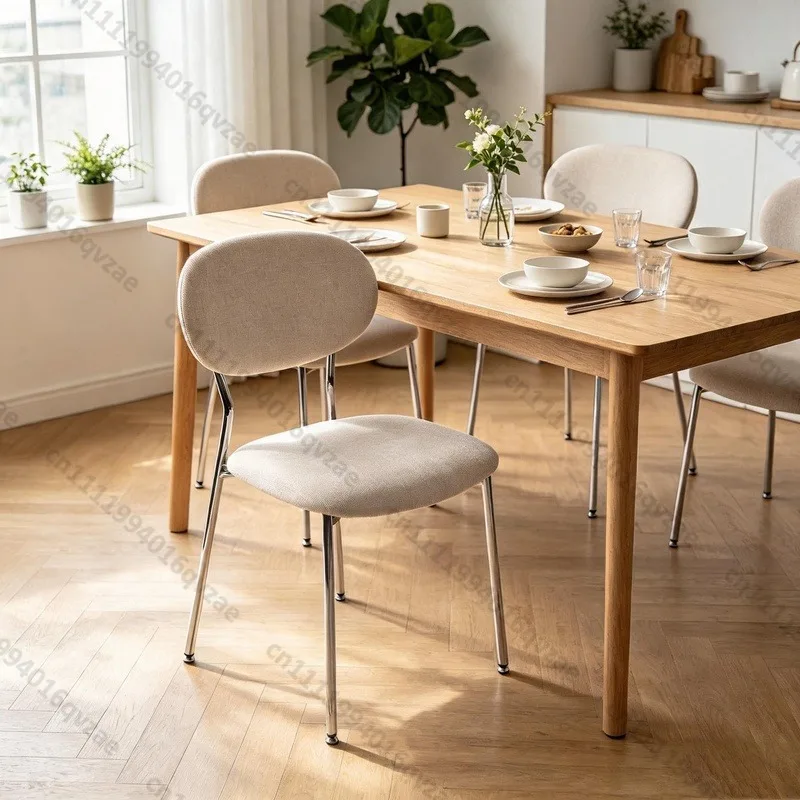 Customizable Modern Dining Chair with Table Arm Backrest Design Steel Frame Restaurant Fabric Furniture