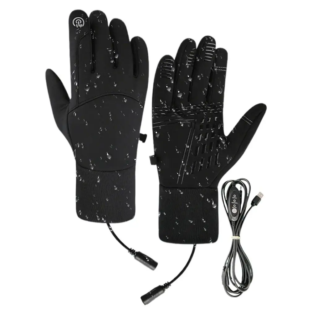 AliExpress NONE 1 Pair USB Heated Gloves Windproof Waterproof Warming Gloves With Non-Slip Touchscreen For Cold Weather Motorcycle Work Hiking