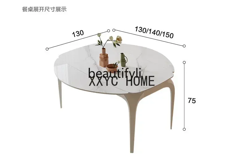 Tavoli e sedie da pranzo in pietra stile crema francese Set tavolo da pranzo pieghevole di lusso leggero per uso domestico a scomparsa