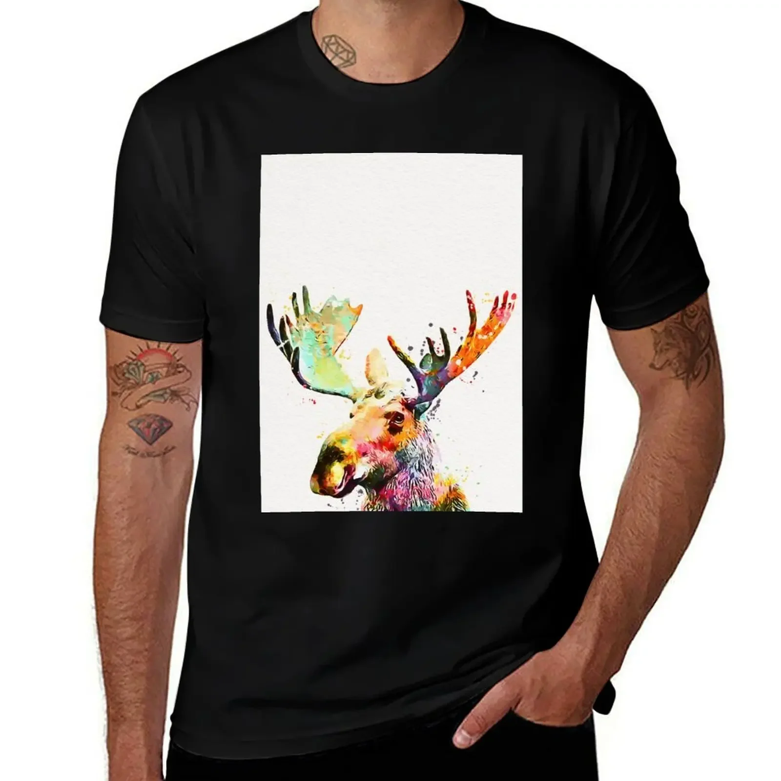 

Moose Head T-Shirt boys whites plus size tops graphic t shirt vintage gifts for boyfriend mens graphic t-shirts