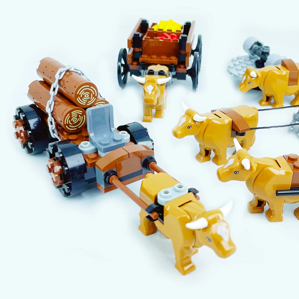 MOC Farm Animals Building Blocks City Street View ChickenCoop Flowers Vegetable Garden Animal Scene Assembly Block Toys