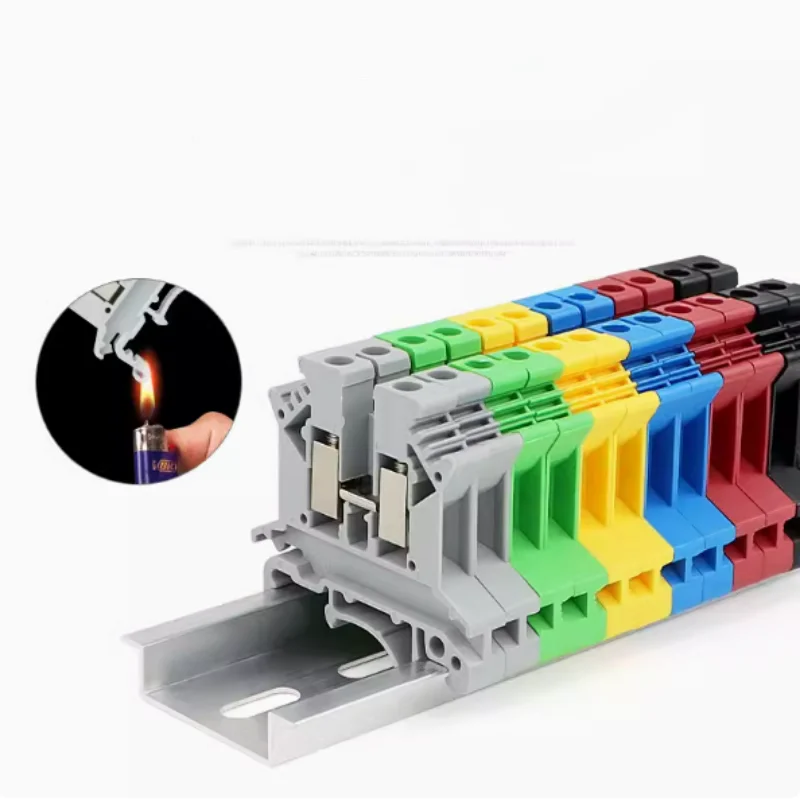 100pcs Din Rail Terminal Block UK-2.5B Wire Conductor Universal Connector Screw Connection Terminal Strip Block UK2.5B