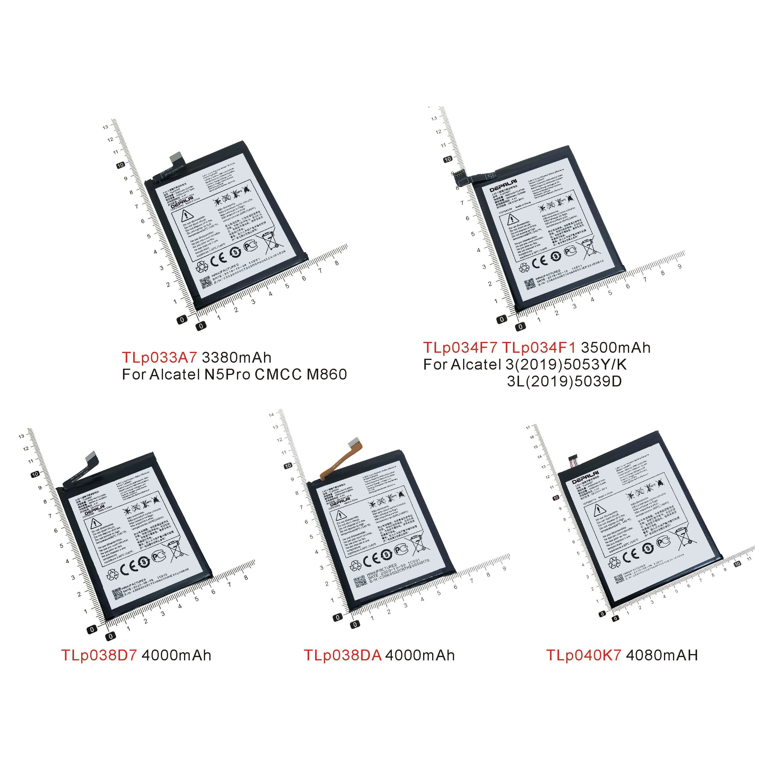 

TLp033A7 TLp034F7 TLp038D7 TLp038DA TLp040K7 Battery For Alcatel N5 Pro CMCC M860 3 2019 5053Y K 3L 5039D Phone Batteries