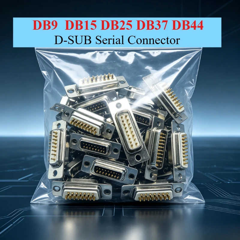 DB9 HDB26 DB15 DB25 DB37 DB44 D-SUB Serial Connector, RS232 Gold Plated Solder Plug Male & Female Welding Terminal Connector