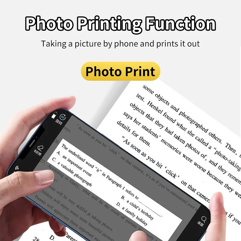 Mini small portable label thermal printer mobile phone photo Student wrong question printer