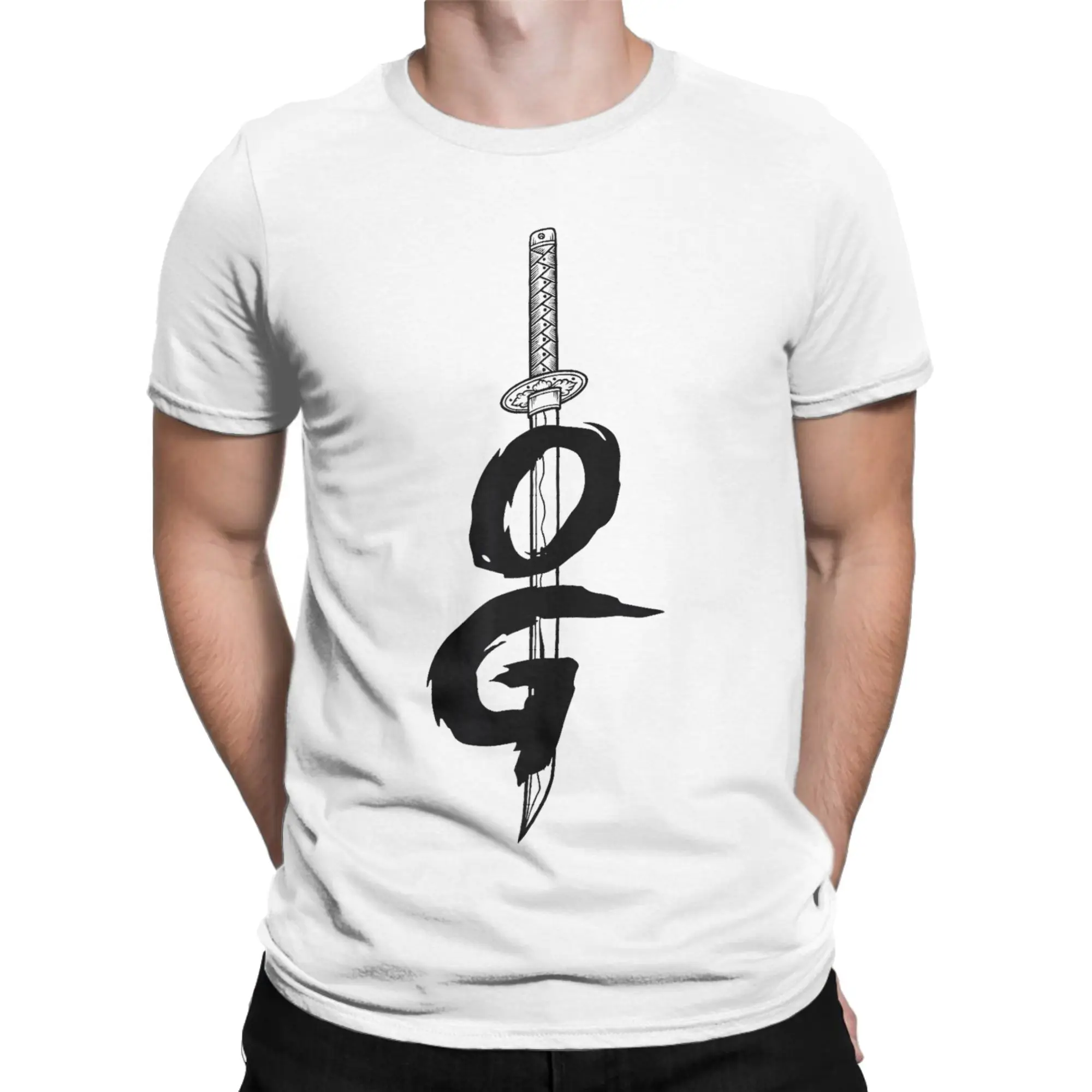 OG السيف جريئة فرشاة سوداء نمط تي شيرت الرجال القطن الفكاهة تي شيرت Crewneck تي شيرت ملابس قصيرة الأكمام الرسم