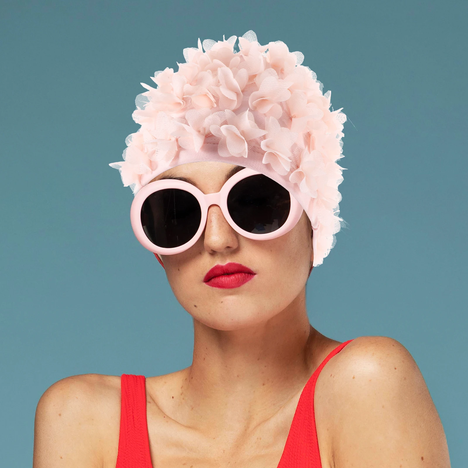 

2 Pcs Flower Swim Caps Elastic Women Men Lightweight Comfortable Hair Stretchy Swimming Hats Adult Fashion