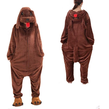 Morbido Teddy Dog Pigiama Kigurumi Donne Flanella Anime Onesies Per Adulti Halloween Pigiama Intero Uomini Costume Cosplay Di Natale