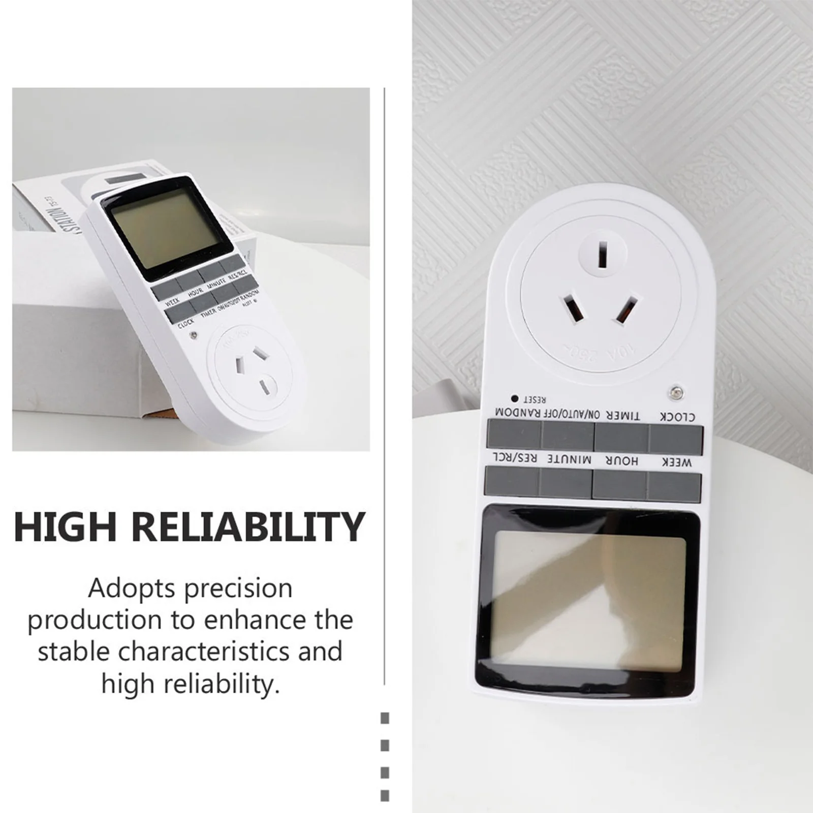 Intelligente Timer-Steckdose, digitale programmierbare Timer-Steckdose mit LCD-Display, 10 Programme, 1-Minuten-Intervall für Haushaltsgeräte
