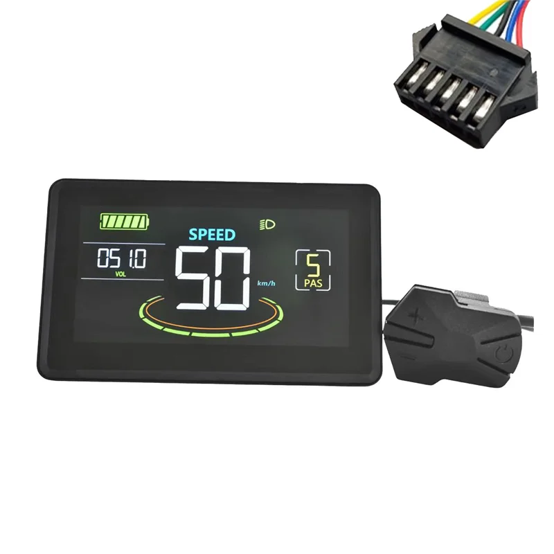 H6C Electric Bike LCD Display Meter 24V-60V E Scooter LCD Panel Color S n with USB UART for Electric Bike(SM 5PIN)