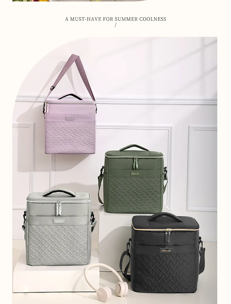 

Большая Сумка-тоут для ланча со съемным плечевым ремнем и боковыми карманами, многоразовая дорожная Герметичная сумка-холодильник для пикника