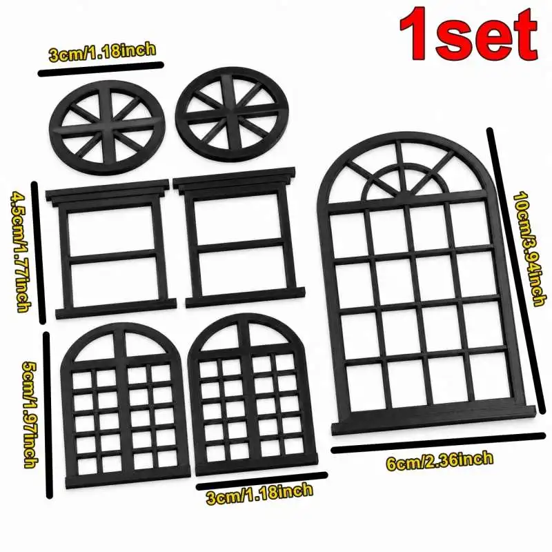 Miniature House Small Door Window Set Dollhouse Micro Architecture Assembly Model Kit