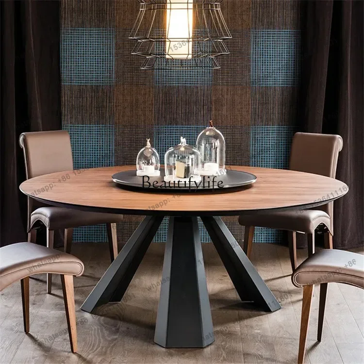 yj58 Nordic solid wood round table, modern simple round hotel dining table