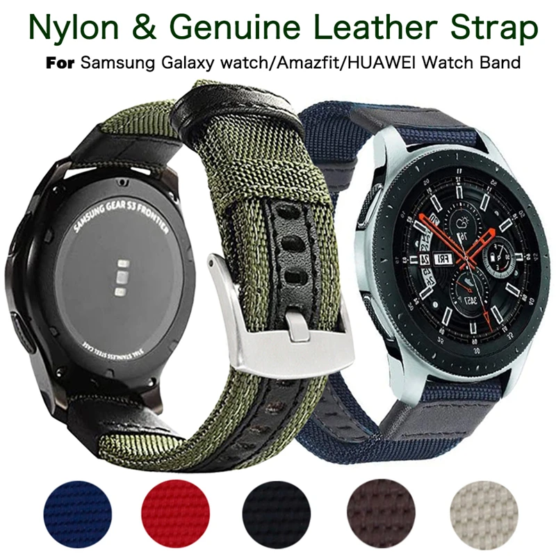 Correa de nailon de 22mm para Samsung Galaxy watch 3, banda de repuesto de 45mm y 46mm, Classic Gear S3, Amazfit, HUAWEI Watch GT2