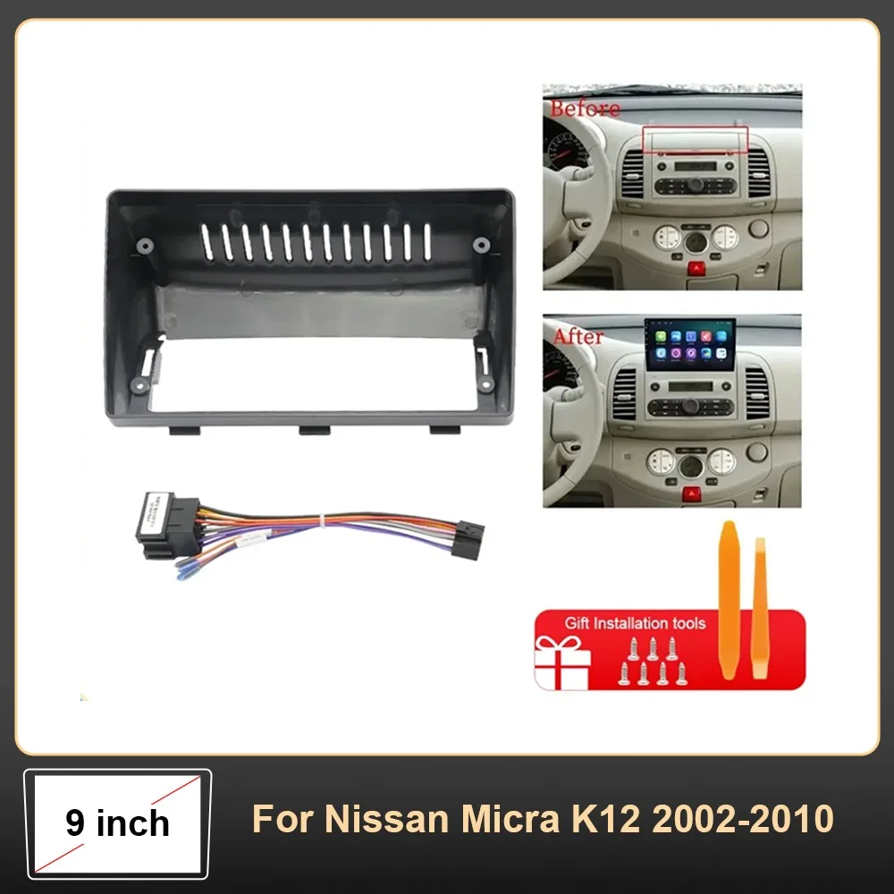 

For Nissan Micra K12 2002-2010 9 Inch Car Radio Fascia Frame Dash Panel Kit