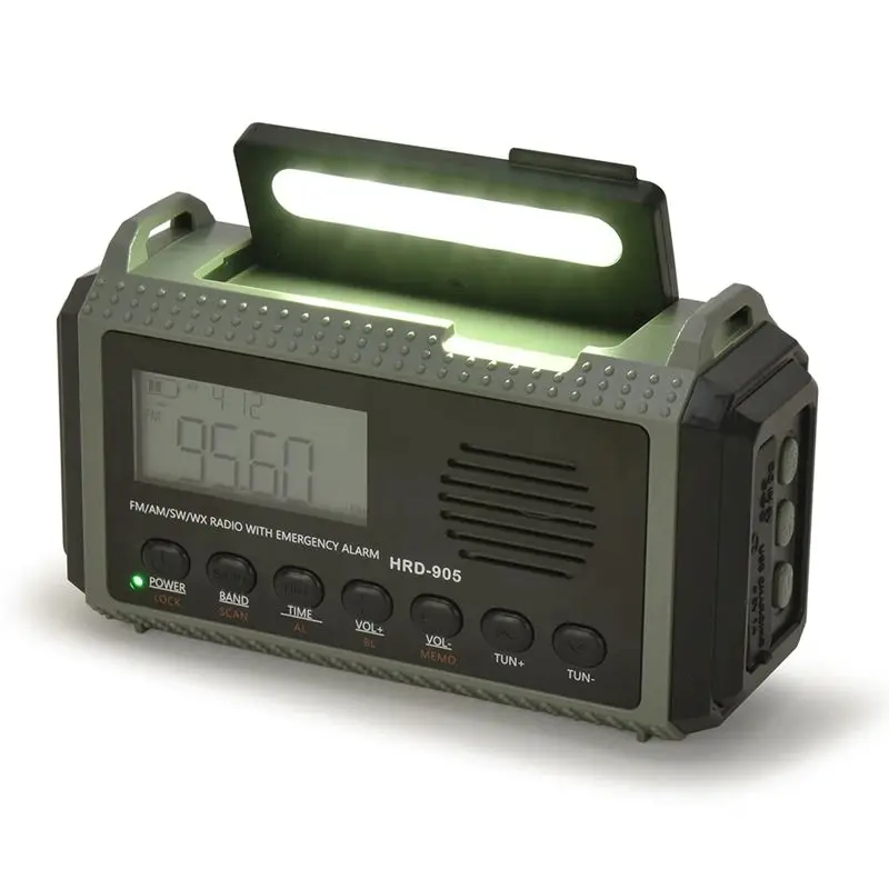 

SCLS Solar Hand Crank AM FM SW NOAA Weather Radio 4 Ways Powered 10000Mah Multifunction Radio Torch SOS Alarm Power Bank