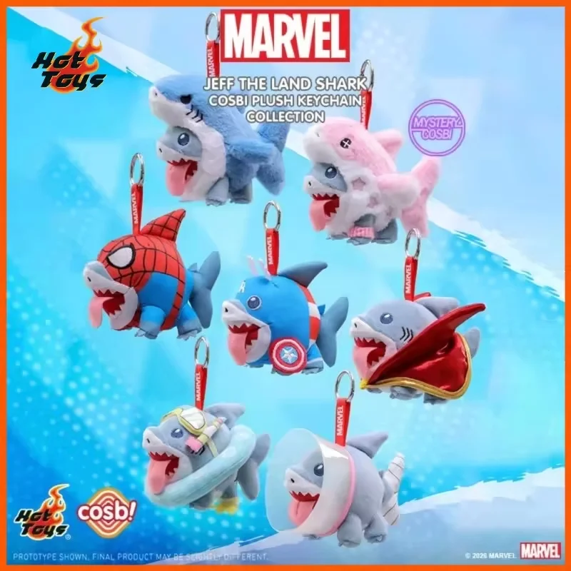 

Hot Toys Marvel Cosbi Jeff The Land Shark Trendy Blind Box Plush Keychain Pendant Bag Charm Mystery Gift Decoration