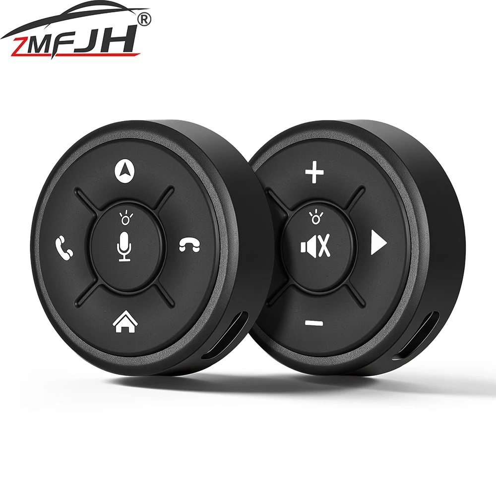 Car Steering Wheel Controller With 4 Color Backlight Control Button Bluetooth-compatible Remote Controller Media Music Play