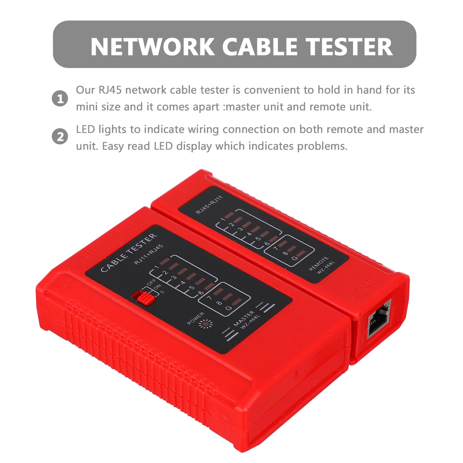 

Mini Rj11 Network Cable Tester Wire Tracer For Lan Ethernet Telephone Cables Led Display Detects Short Open Wires