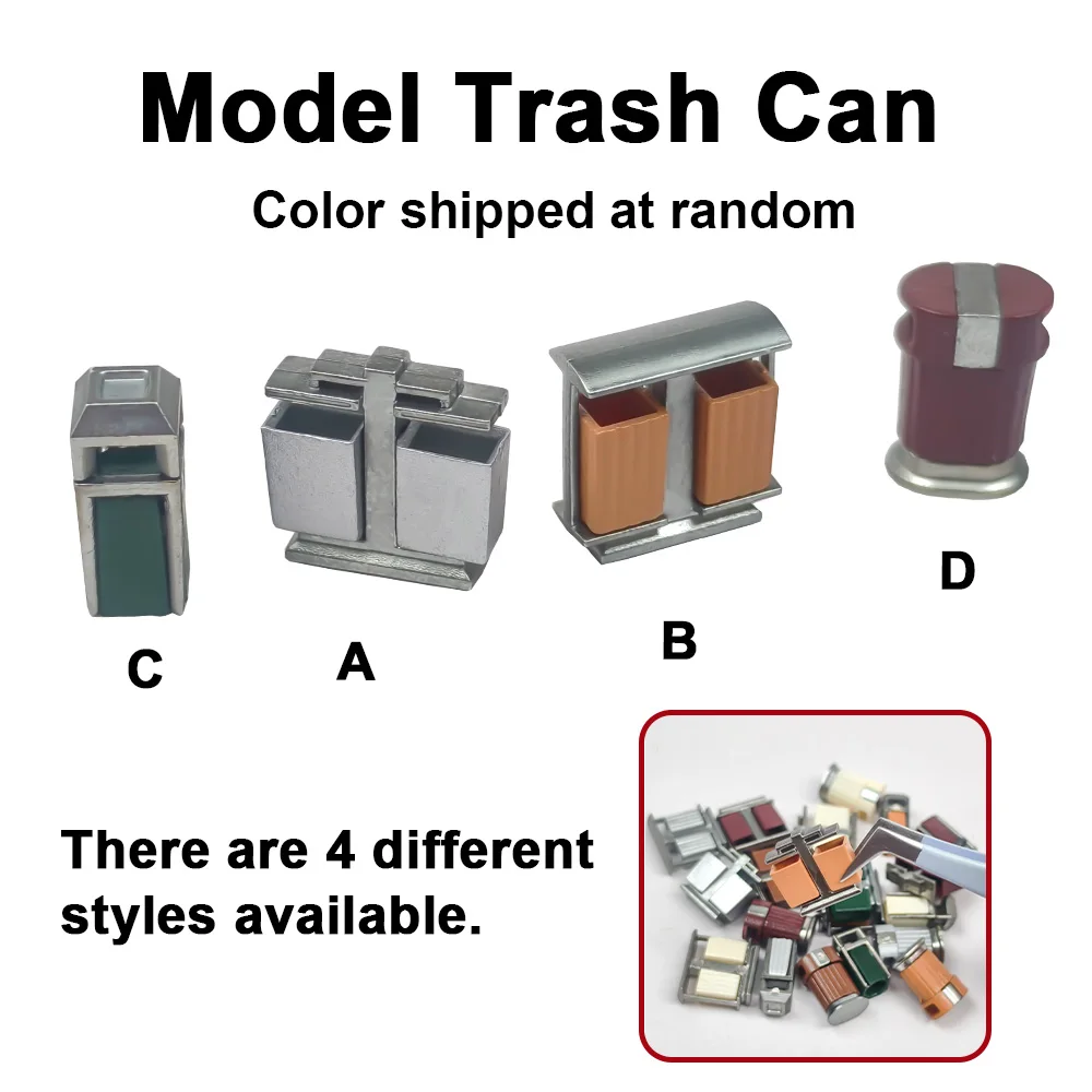 3pcs Miniature Trash Can Model 1:100 Scale Dollhouse Garbage Bin Micro Landscape Decor Toys Accessory 4 Styles Random Color
