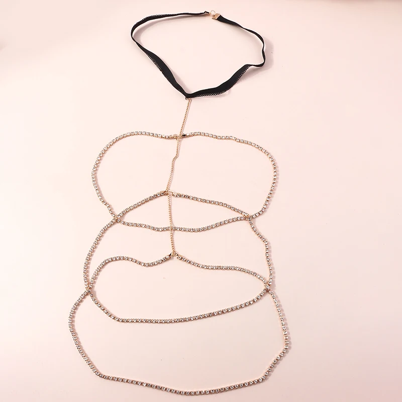 Aihua Sexy Strass Bein Oberschenkel Kette für Frauen Multilayer Glänzenden Kristall Silber Farbe Taille Körper Kette Strand Schmuck Bein Oberschenkel – Detail 6