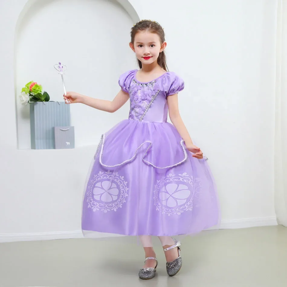 Girl Sophia Photography First Anime Costume Girls Princess Dress Floral Appliques Ball Gown Kids Carnival Sofia Cosplay Robes
