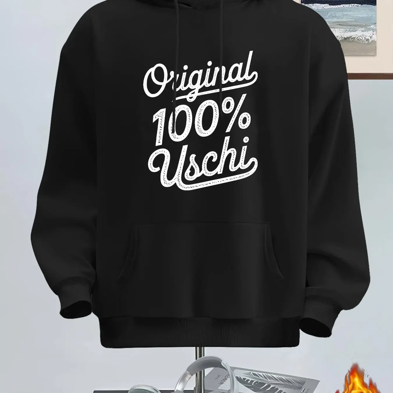 Funny German Name Graphic Hoodie Original 100% Uschi Retro Script Print Loose Long Sleeve Casual Hooded Pullover