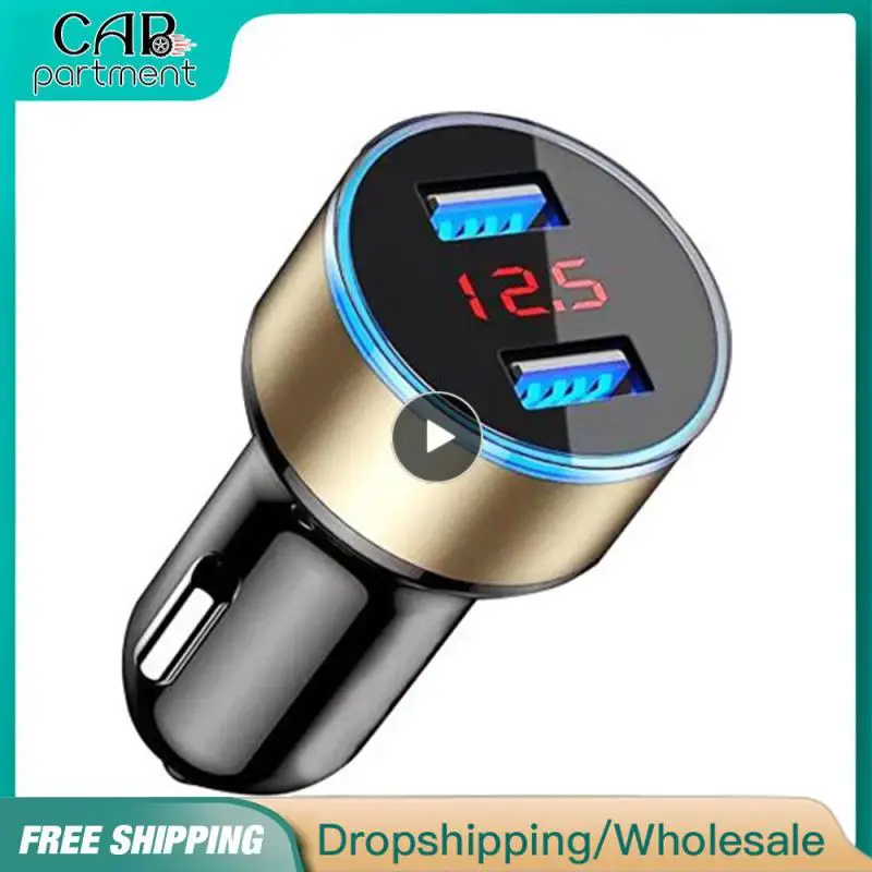 Dual USB QC3.0 Car Charger LED Voltmeter Portable Adapter Durable Universal Cigarette Lighter For Mobile Phones Auto Accessories