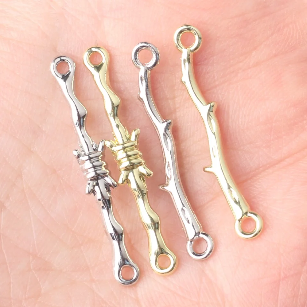 10pcs Double Hole Tree Branch Shape Pendant Charms For Jewelry Making Connector Handmade DIY Bracelet Necklace Accessories