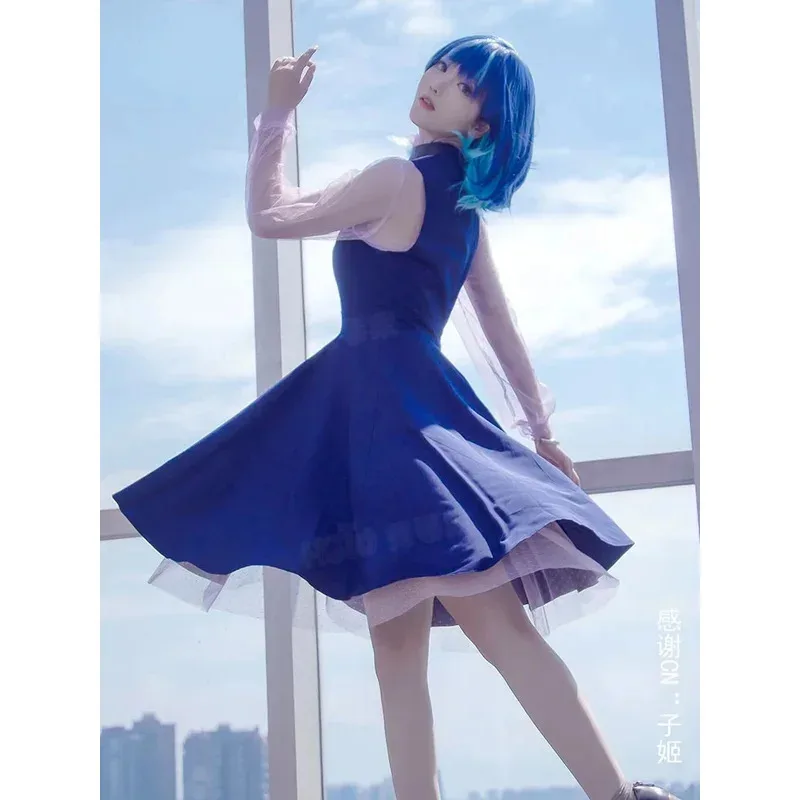 zz04zz12Anime Oshi No Ko Cosplay Kurokawa Akane Idol فستان شبكي للنساء والفتيات بأكمام طويلة أزياء تناسب المرحلة