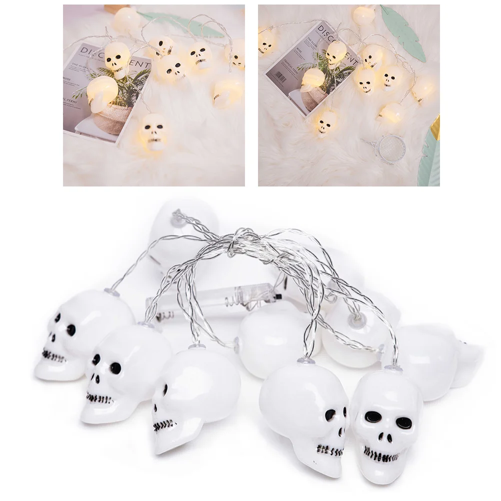 

1.5m Halloween Skull LED String Lights Operated Warm White Decorative Fairy Lights Indoor Outdoor Decor