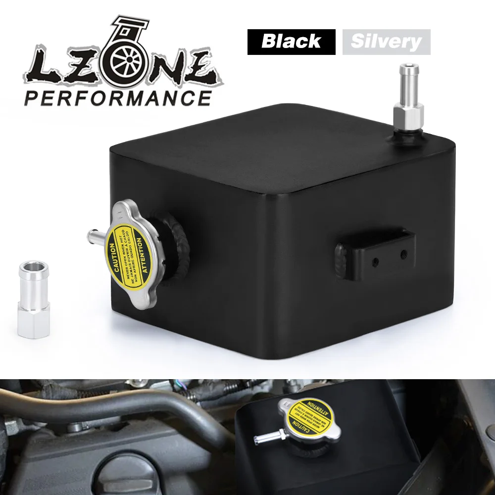 LZONE - 2L Litre Polished Alloy Header Expansion Water Tank & Cap WATER HEADER TANK Coolant Overflow Tank Reservoir Kit JR-TK24