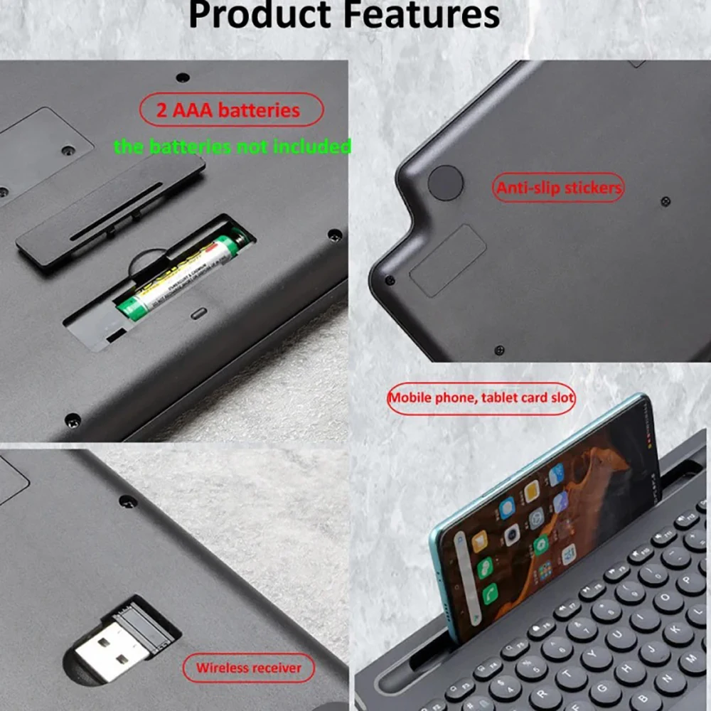 Wireless 2.4G Bluetooth Keyboard Intelligent Touchpad Keyboard Card Slot Numeric Gamer Keypad for Android IOS Windows Laptop PC
